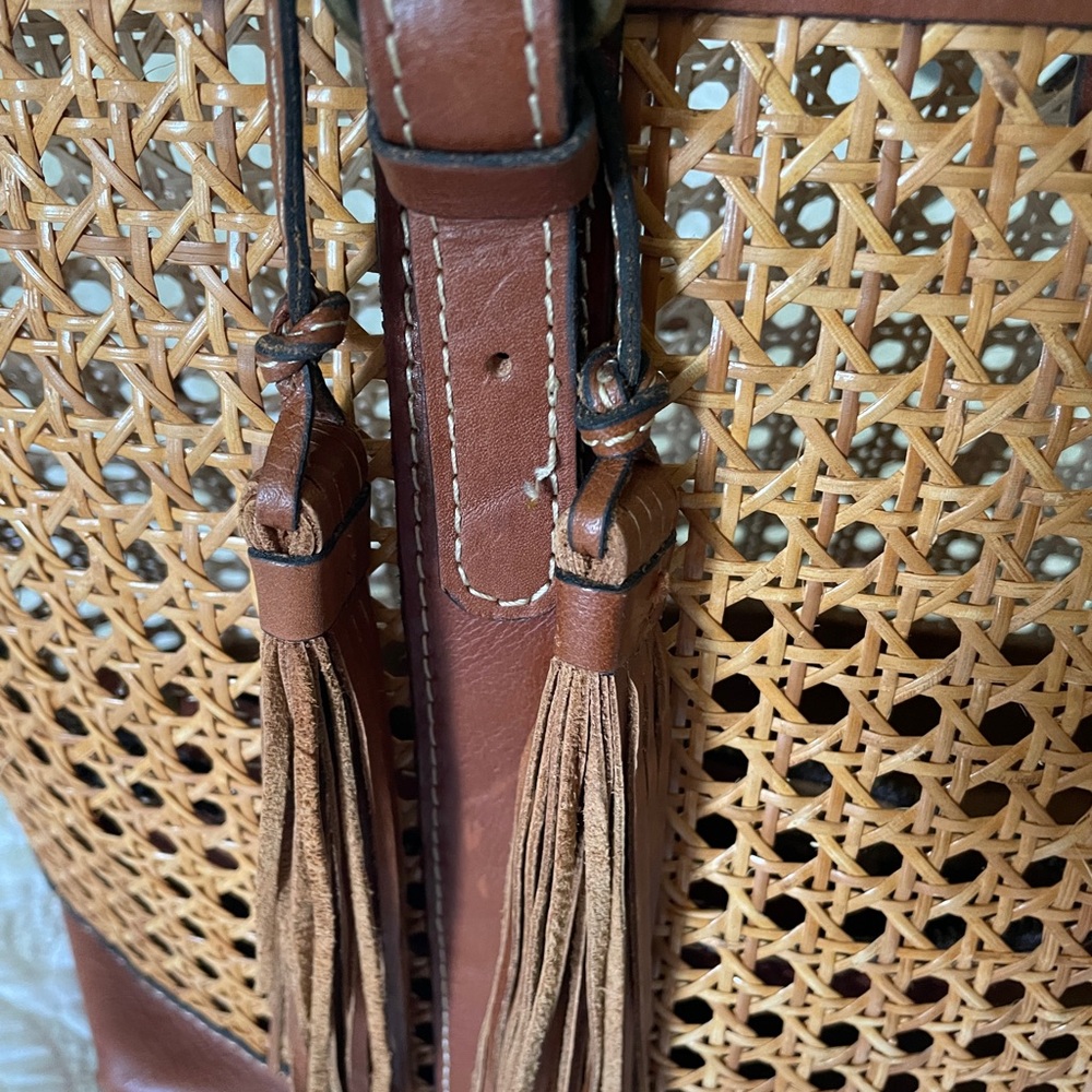 Patricia Nash Brown Leather and Cane woven Tote Bag - Picture 8 of 8